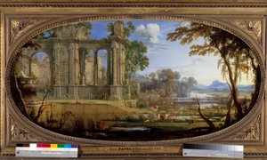 Landschaft mit antiken Ruinen. Gemälde von Pierre Patel von Pierre Patel