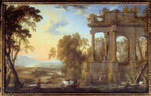 Landschaft mit Ruinen und Hirten von Pierre Patel