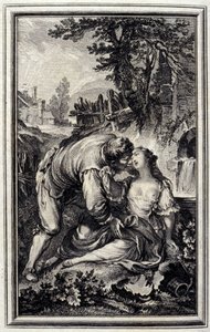 La Cruche - in „Tales et nouvelles en vers“ von Jean La Fontaine. 1776. Illustration von P.P. Choffard von Pierre Philippe Choffard