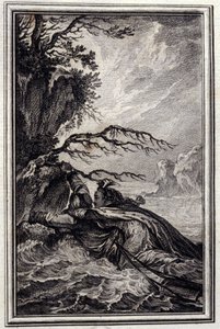 La fiancée du roi de Garbe - in „Tales et nouvelles en vers“ von Jean La Fontaine. 1776. Illustration von P.P. Choffard von Pierre Philippe Choffard