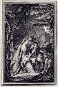 Die Braut des Königs von Garbe - in „Tales et nouvelles en vers“ von Jean La Fontaine. 1776. Illustration von P.P. Choffard von Pierre Philippe Choffard