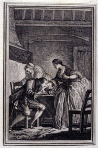 Le Faucon - in „Erzählungen und neue Verse“ von Jean La Fontaine. 1776. Illustration von P.P. Choffard von Pierre Philippe Choffard