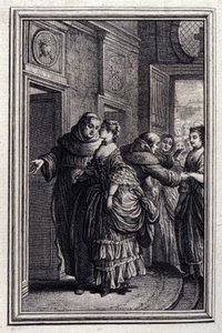 Les Freres de Catalunya - in „Tales et nouvelles en vers“ von Jean La Fontaine. 1776. Illustration von P.P. Choffard von Pierre Philippe Choffard