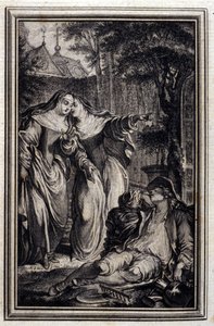 Mazet de Lamporechio - in „Tales et nouvelles en vers“ von Jean La Fontaine. 1776. Illustration von P.P. Choffard von Pierre Philippe Choffard