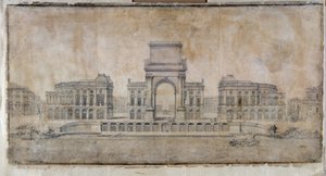 Architektur: „Projekt des Place Royale für Marseille, Perspektive auf die Stadt“ 1686