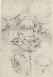 Ornamentale Skizzen mit grotesken Masken