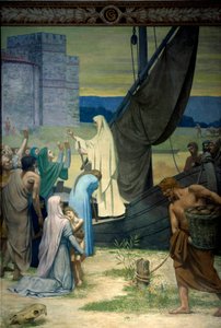 Sainte Genevieve versorgt die von der Armee Attilas, König der Hunnen, belagerten Pariser
