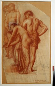 Studie von 4 Figuren für „Ruhe“. Zeichnung von Pierre de Puvis De Chavannes (1824-1898) von Pierre Puvis de Chavannes