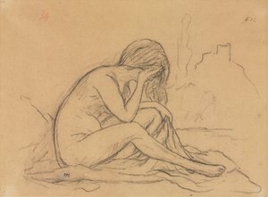 Studie eines weiblichen Aktes (möglicherweise für ein nicht realisiertes allegorisches Gemälde) (recto) von Pierre Puvis de Chavannes