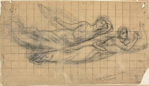 Zwei fliegende Figuren mit einer Lyra von Pierre Puvis de Chavannes