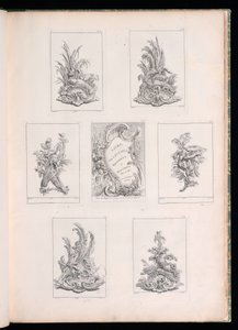 Ornamentdesign mit zwei toten Vögeln auf Acanthuszweig, aus Livre de Legumes