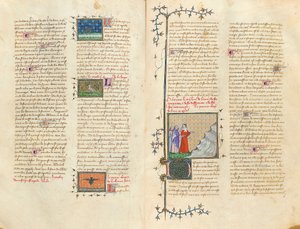 Seite aus "De Proprietatibus Rerum" von Bartholomeus Anglicus, in der französischen Übersetzung von Jean Corbechon, ca. 1390