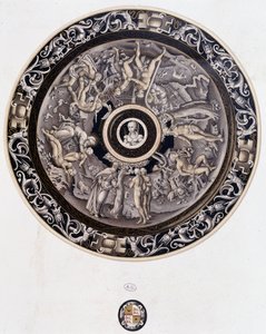 Porzellanteller aus dem 16. Jahrhundert, der die Genesis darstellt, von Pierre Reymond, Limoges