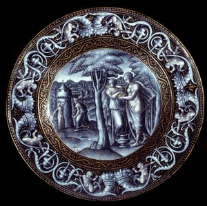 Venus und Psyche, Platte in Emaille gemalt von Pierre Reymond von Pierre Reymond