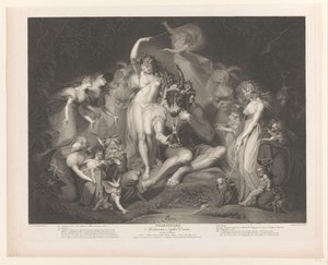 Titania und Bottom umgeben von Figuren