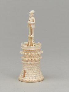 Weißer Turm, Schachfigur, Indien, ca. 1820