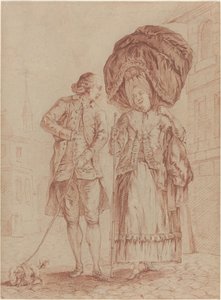 Ein Geistlicher begleitet eine Dame auf ihrem Morgenspaziergang von Pierre Thomas Le Clerc