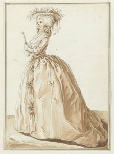 Stehende Dame mit Fächer
