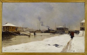 Der niedrige Hafen der Tolbiac-Brücke während der Flut