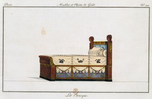 Etruskisches Bett, Tafel 122, Illustration aus Collection de meubles et objects de gout von Pierre de La Mesangere