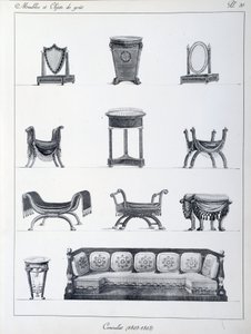 Möbel der Konsulatszeit. Platte aus der Sammlung „Collection de mobilier et objets de taste“ von Pierre de la Mesangere von Pierre de La Mesangere