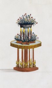 Mahagoni- und Bronzenblumenständer, Tafel 287, Illustration aus Collection de meubles et objects de gout von Pierre de La Mesangere