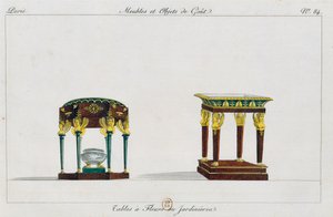 Blumentische oder Blumenständer, Tafel 84, Illustration aus Collection de meubles et objects de gout von Pierre de La Mesangere