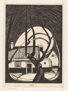 Weide vor einem Haus von Piet Egmond (signed by artist)