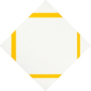 Rautenkomposition mit vier gelben Linien von Piet Mondrian