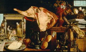 Vanitas Stillleben (Christus im Haus von Martha und Maria) (1552) von Pieter Aertsen