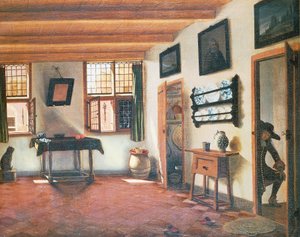 Innenraum eines niederländischen Hauses, ca. 1670, Gemälde von Pieter Janssens Elinga
