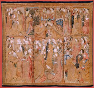Triumphe der Mutter oder Paños de Oro. Geburt Christi. Dritter Wandteppich der Serie. von Pieter (studio of) Coecke van Aelst