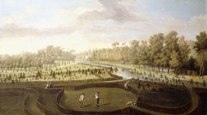 Ein Blick auf die Chiswick Gardens, Richmond, von den neuen Gärten in Richtung Bagnio, ca. 1729-31