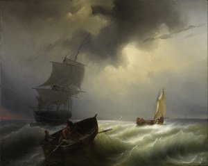 Schiffe auf See bei starkem Wind, 1838 von Pieter Arnout Djixhoorn