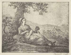 Ruhende Frau bei Baum