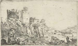 Ruinen des Tempels der Venus und Roma von Pieter Bodding van Laer