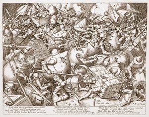 Der Kampf ums Geld, graviert von Pieter van der Heyden, nach 1570