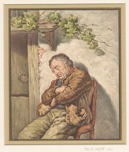 Lou der Bäckerknecht, vor dem Haus im Sonnenlicht eingeschlafen von Pieter Christoffel Wonder