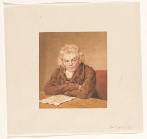 Porträt von Lourens van Schaick, sitzend lesend am Tisch von Pieter Christoffel Wonder
