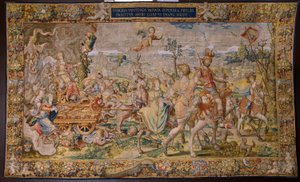 Flämischer Wandteppich. Serie Die sieben Todsünden: Eitelkeit. Zeichner Pieter Coecke van Aelst. Atelier von Brüssel. Ca. 1542-1544
