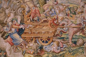 Flämischer Wandteppich. Serie Die sieben Todsünden: Eitelkeit. Zeichner Pieter Coecke van Aelst. Atelier von Brüssel. Ca. 1542-1544.
