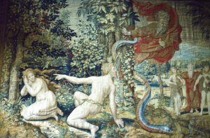 Florenz. Adam und Eva nach dem Sündenfall, Brüsseler Wandteppich, 1548, 20. Jahrhundert von Pieter Coecke van Aelst