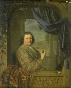 Porträt eines Mannes mit einer Uhr von Pieter Cornelisz. van Slingelandt