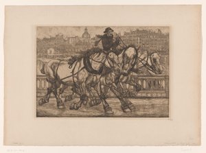 Pferde auf der Pont Sully in Paris von Pieter Dupont (signed by artist)