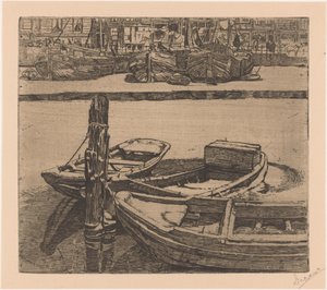 Schiffe im Damrak in Amsterdam von Pieter Dupont (signed by artist)