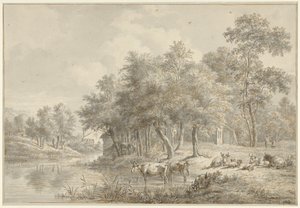 Flusslandschaft mit Vieh