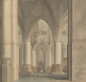Der Chor und das nördliche Seitenschiff der Kirche Saint Bavo, Haarlem von Pieter Jansz. Saenredam