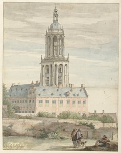 Ansicht des Palastes von Friedrich V., Kurfürst von der Pfalz, und der Sint-Cunerakerk, Rhenen von Pieter Jansz Saenredam