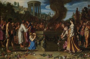 Orestes und Pylades streiten am Altar (Euripides, Iphigenie in Tauris)