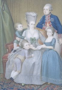Willem V (1748-1806), Prinz von Oranien-Nassau, mit seiner Frau Frederika Sophia Wilhelmina von Preußen und ihren Kindern Frederica Louisa Wilhelmina, Willem Frederik und Willem George Frederik von Pieter Lesage